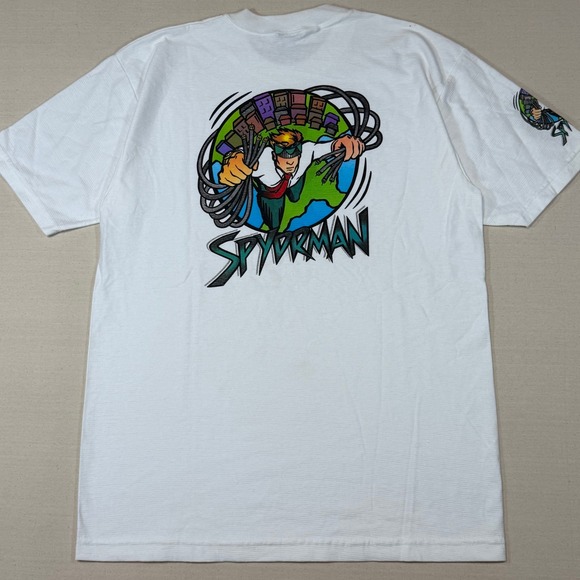 Vintage Cisco Systems Spydrman T Shirt Large Tech Tee Oneita White 90s